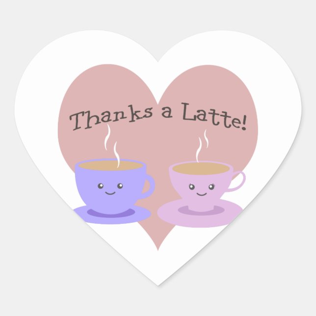 Danke A Latte Herz-Aufkleber (Vorderseite)
