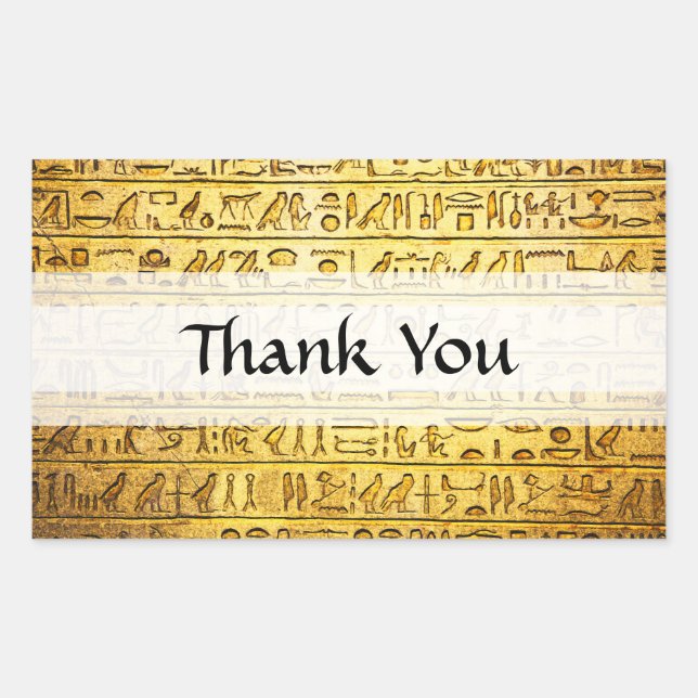 "Danke" Ägyptische Hieroglyphen Gelbe Stickers (Vorderseite)