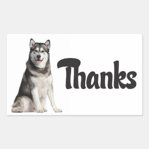Danke Alaskan Malamute Welpen-Hund Gruß-Aufkleber Rechteckiger Aufkleber