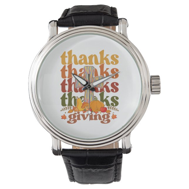 Danke an Cross Pumpkin Armbanduhr (Vorderseite)