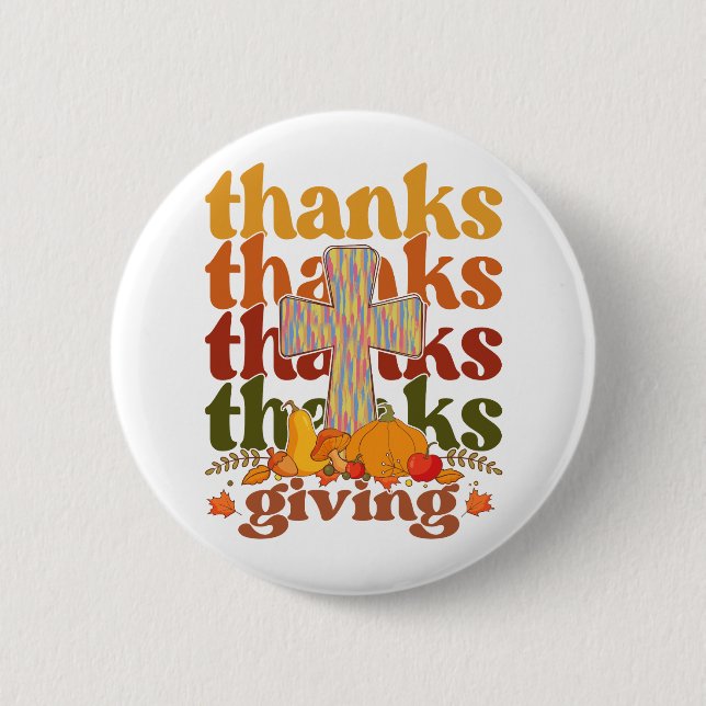 Danke an Cross Pumpkin Button (Vorderseite)
