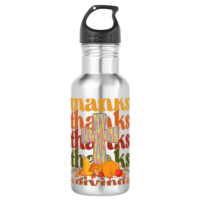 Danke an Cross Pumpkin Edelstahlflasche (Vorderseite)