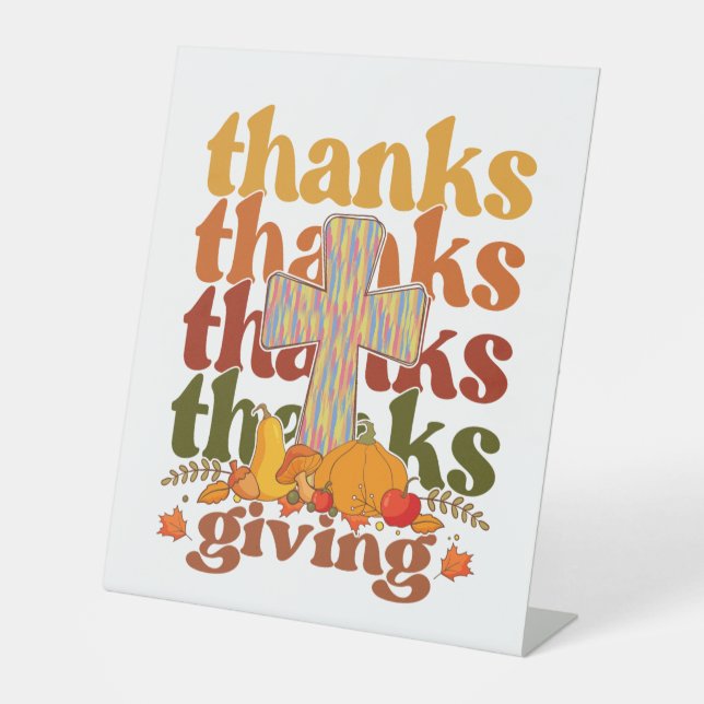 Danke an Cross Pumpkin Sockelschild (Vorderseite)