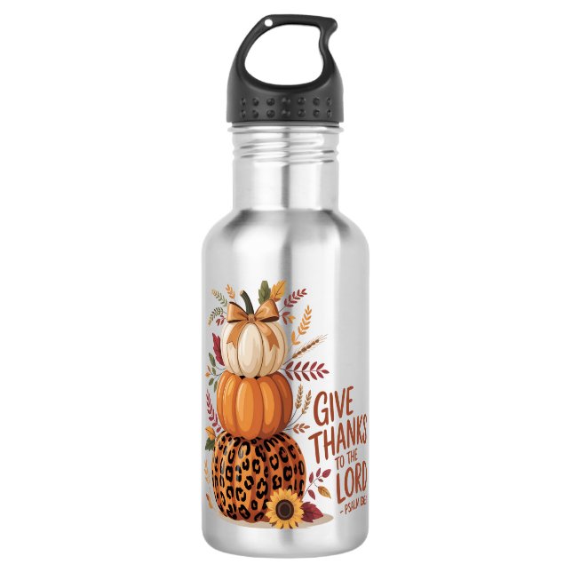 Danke an den Herrn, Fall Pumpkin Edelstahlflasche (Vorderseite)