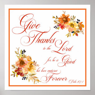 Danke an den Herrn Fall Wasserfarbe Blumenpos Poster