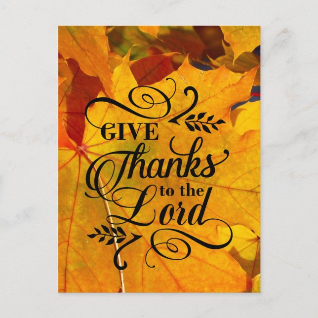 Danke an den Herrn, Herbstlaub Erntedank Postkarte (Vorderseite)