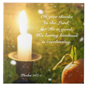 Danke an den Herrn Psalm 107 Rustikale Kerze Fliese