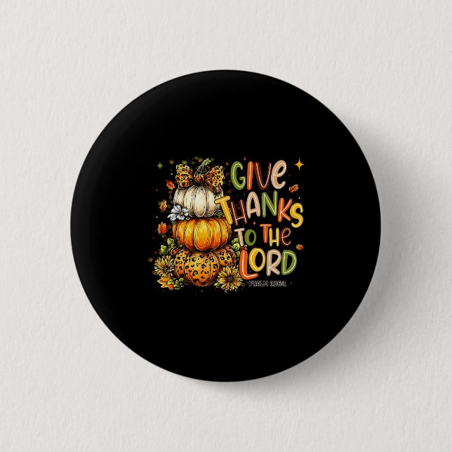 Danke an den Lord Fall Pumpkin-Erntedank Button (Vorderseite)
