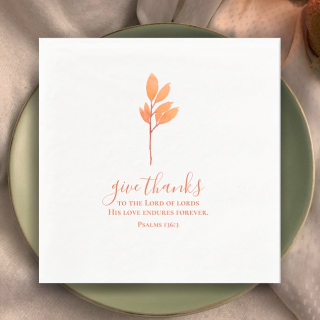 Danke an den minimalistischen Erntedank Serviette (Give thanks Christian faith Thanksgiving dinner napkin. Orange boho simple original watercolor.)
