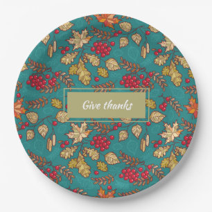 Danke an die Blätter Pattern Country Erntedank Pappteller