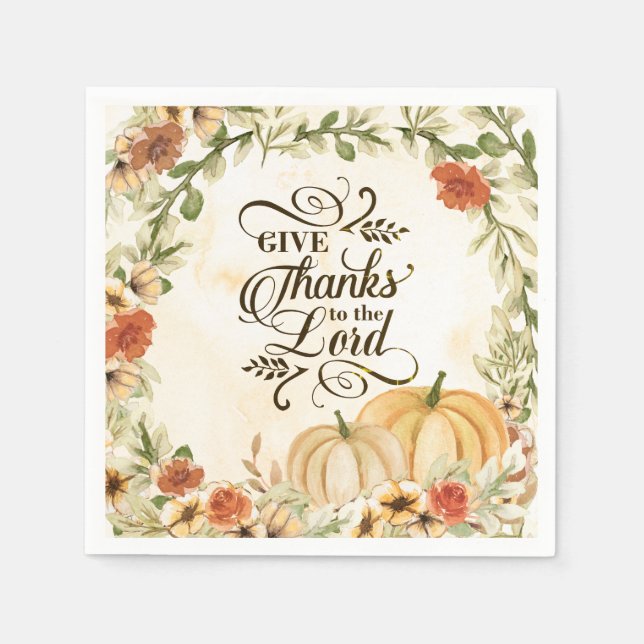 Danke an die Lord Autumn Blume Pumpkins Serviette (Vorderseite)