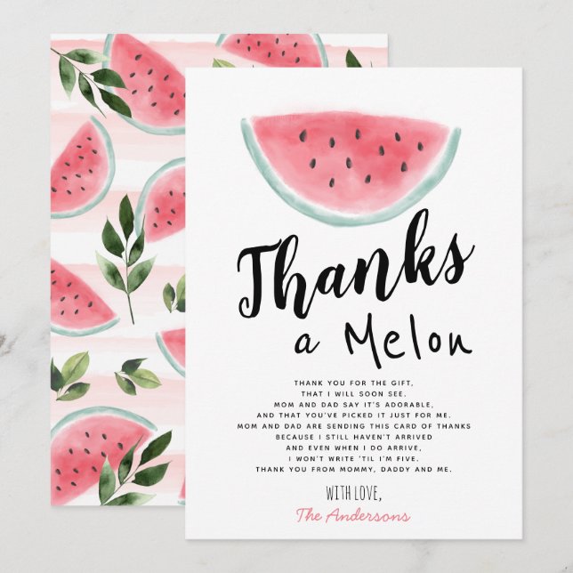 Danke an die Melon Baby Dusche Danke Karte (Vorne/Hinten)