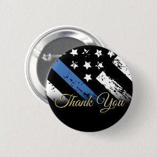 Danke an die Polizei Blue Line Law Enforcement Button