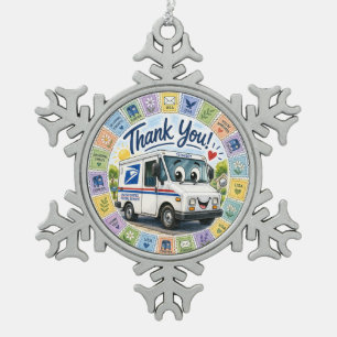 Danke an die Postmitarbeiter Schneeflocken Zinn-Ornament