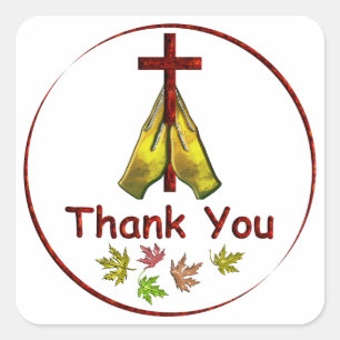 Danke an die Praying Hands Quadratischer Aufkleber