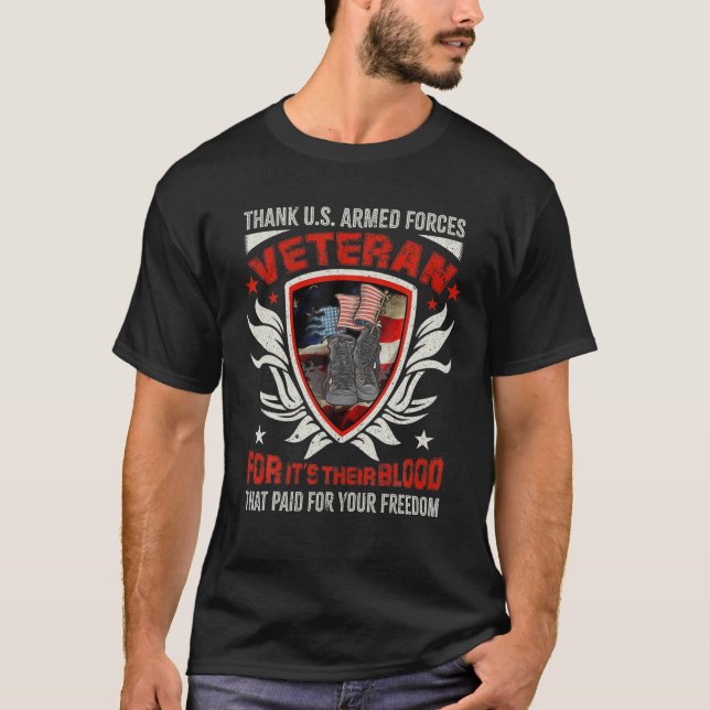 Danke an die US-Streitkräfte Veteran T-Shirt (Vorderseite)