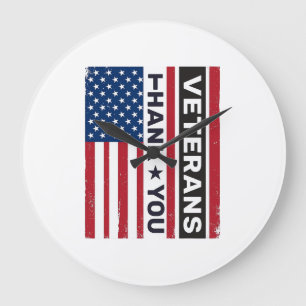 Danke an die Veteranen Distressed Flagge Vektor De Große Wanduhr