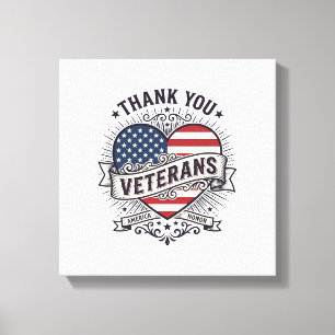 Danke an die Veteranen Patrioten-Herz Vektor-Desig Leinwanddruck