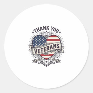 Danke an die Veteranen Patrioten-Herz Vektor-Desig Runder Aufkleber