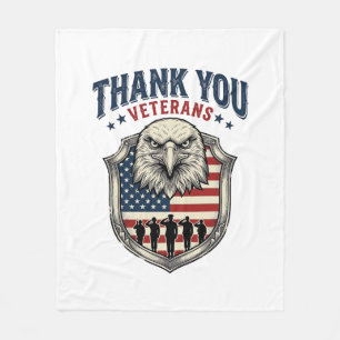 Danke an die Veteranen Patriotisches Adler-Schild- Fleecedecke