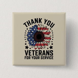Danke an die Veteranen Sonnenblume Militärveterane Button