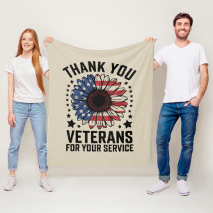 Danke an die Veteranen Sonnenblume Militärveterane Fleecedecke