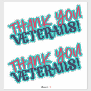 Danke an die Veteranen! Zwei Rot Blau Aqua Aufkleber