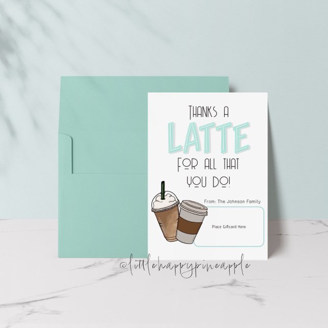 Danke an einen Latte Gift Card Holder Einladung (Von Creator hochgeladen)