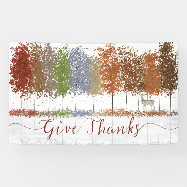 Danke an Erntedank Bäume und einsamen Hirsch Banner (Horizontal)