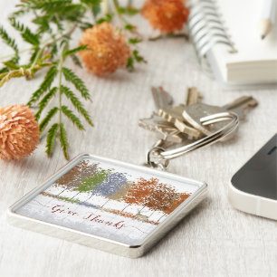 Danke an Erntedank Bäume und einsamen Hirsch Schlüsselanhänger