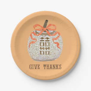 Danke an Erntedank Chinoiserie Pumpkin Pappteller