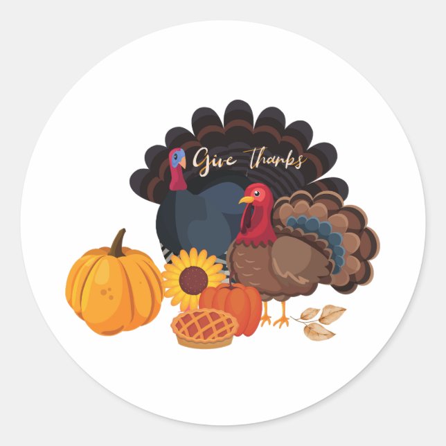 Danke an Erntedank Türkei und Pumpkins Runder Aufkleber (Vorderseite)