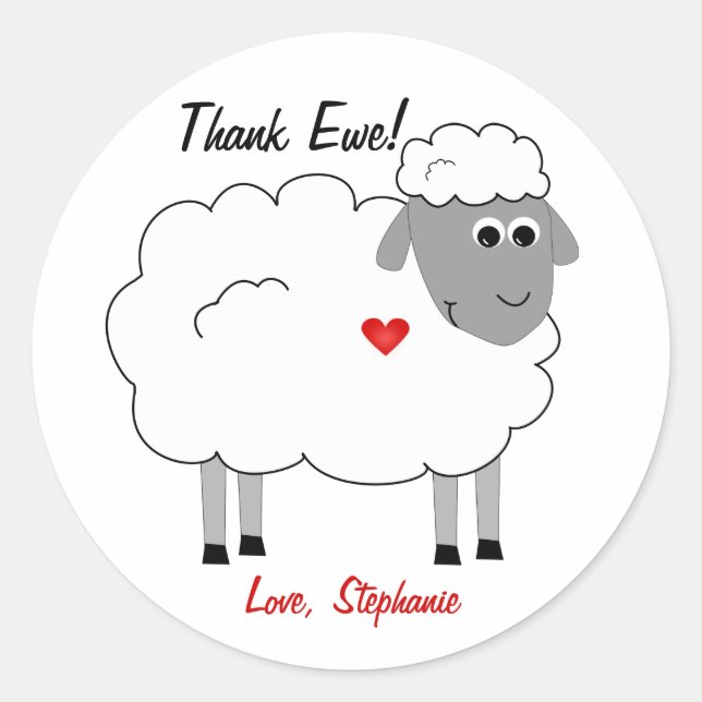 Danke an Ewe Sheep Sticker (Vorderseite)