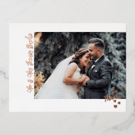 Danke an Hearts Wedding Foto Foil Postcard Folie Einladungspostkarte