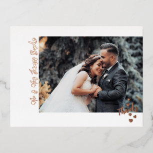 Danke an Hearts Wedding Foto Foil Postcard Folie Einladungspostkarte