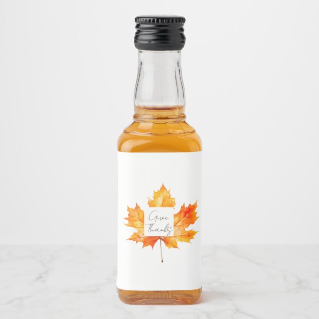 Danke an Herbstlaub Erntedank Alkoholflaschenetikett (Vorderseite)