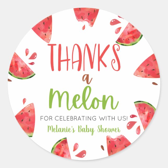 Danke an Melon Watermelon Baby Duwer Fevor Runder Aufkleber (Vorderseite)