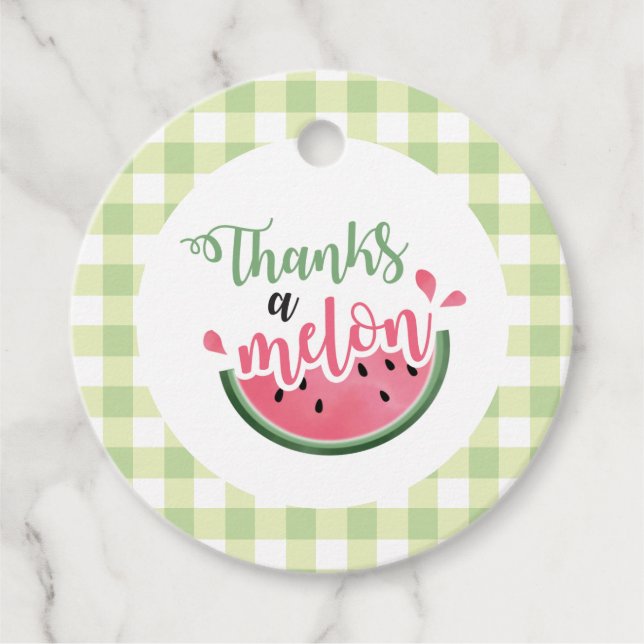 Danke an Melon Watermelon First Birthday Geschenkanhänger (Vorderseite)