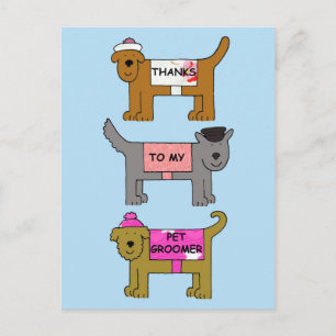 Danke an Pet Groomer Cartoon Hunde Postkarte
