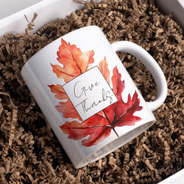 Danke an Red Fall Leaf Erntedank Kaffeetasse
