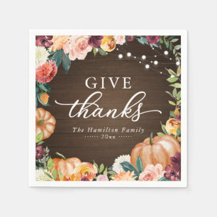 Danke an Russe Fall Floral Erntedank Dinner Serviette