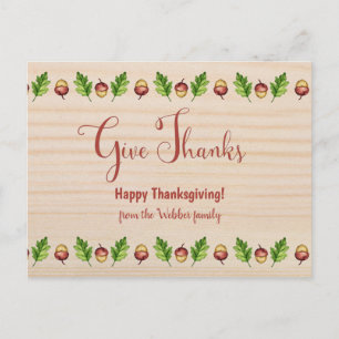 Danke an Thanksgiving Wood Look Custom Postkarte