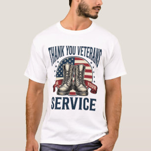 Danke an Veteranen Patriotische Stiefel Vintage-De T-Shirt
