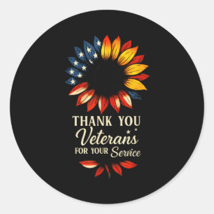 Danke an Veteranen Sonnenblume Militärveteranen-Ta Runder Aufkleber