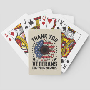Danke an Veteranen Sonnenblume Militärveteranen-Ta Spielkarten