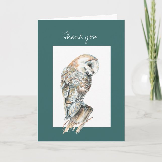 Danke an Watercolor Barn Owl Bird Art (Vorderseite)
