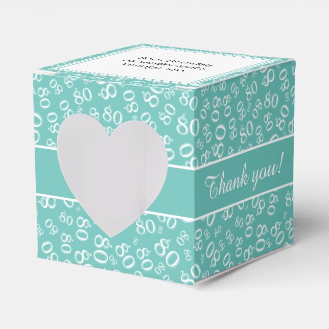 "Danke", Aquamarines Zahlenmuster des 80. Geburtst Geschenkschachtel (Vorderseite)