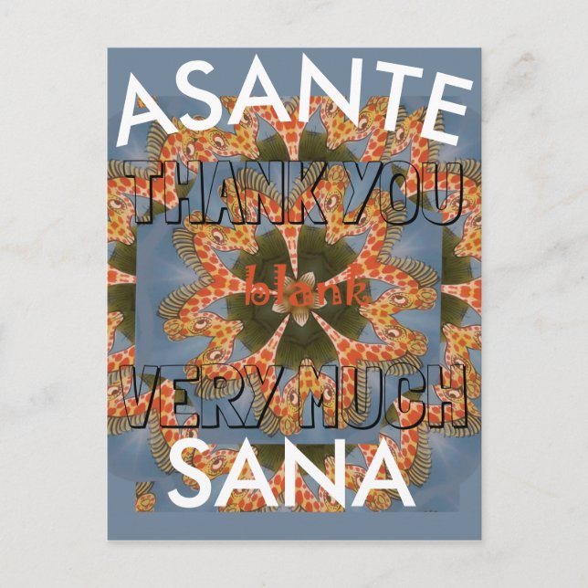Danke Asante Sana Beautiful African Giraffe Postkarte (Vorderseite)