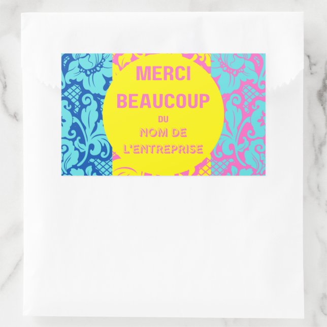 "Danke"-Aufkleber - "merci beaucoup"-Design 1 Rechteckiger Aufkleber (Tasche)