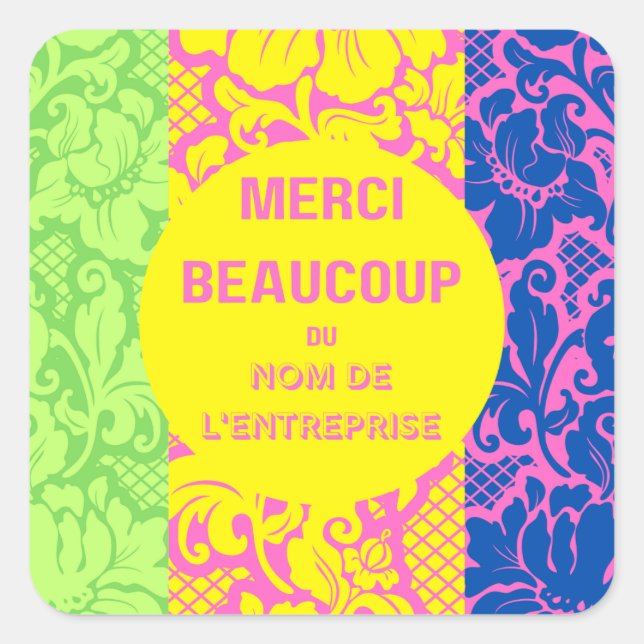 "Danke"-Aufkleber - "merci beaucoup"-Design 2 Quadratischer Aufkleber (Vorderseite)